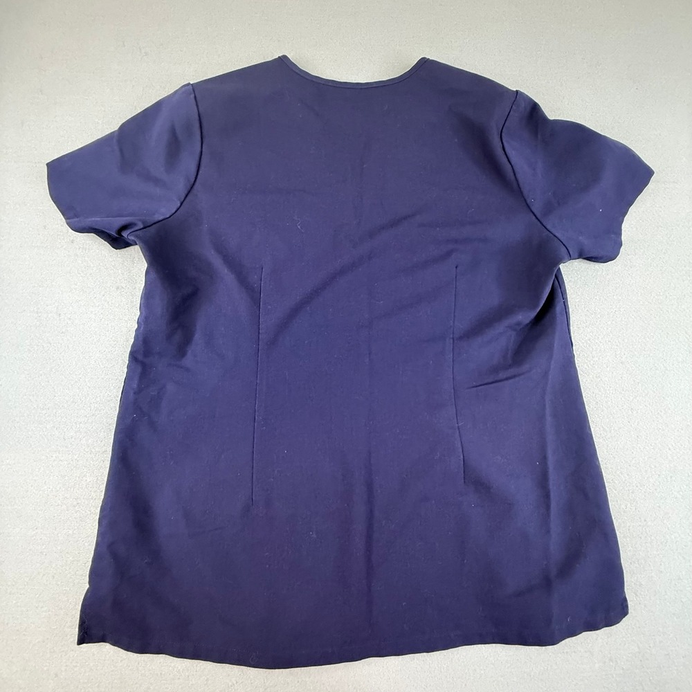 FIGS Scrub Top Women M Navy Blue Technical Collection V-Neck Short Sleeve Pocket - Picture 2 of 9